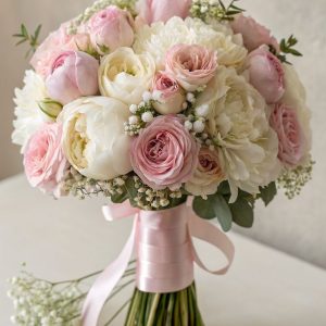 Hoa Cưới Cầm Tay “Blush Harmony” – Sắc Hồng Phấn Ngọt Ngào